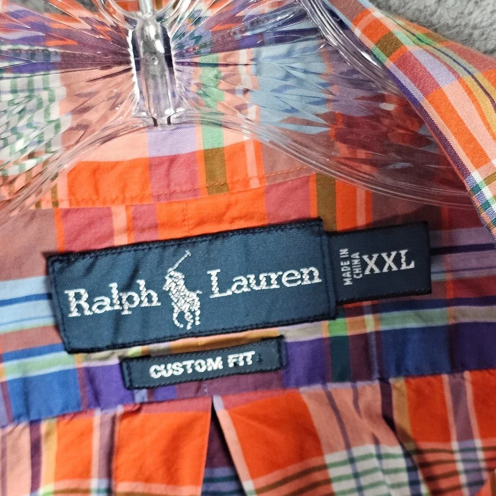 Ralph Lauren Plaid Shirt Mens 2XL Pony Logo‎ Custom Fit LS Button Down Colorful